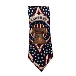 TANGO Max Raab Liberty Bell American Flag 100% Silk Tie Made in USA Necktie